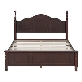 Full Retro Style Wood Platform Bed with Wooden Slats for Support