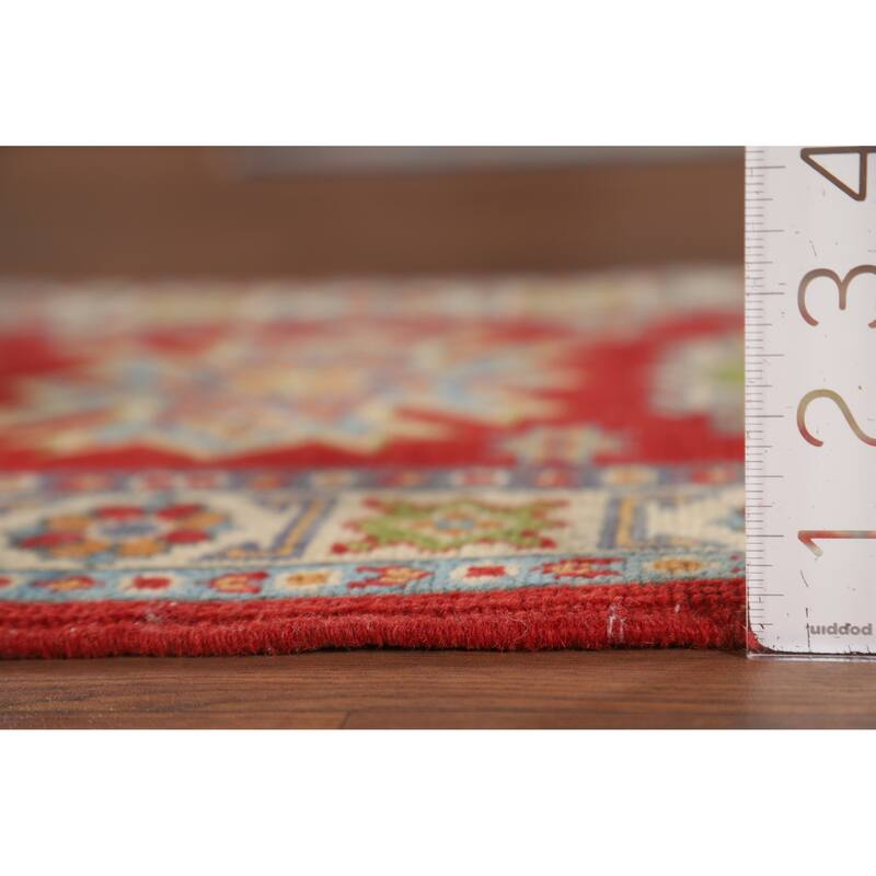 Red Traditional Kazak Foyer Rug Hand-Knotted Wool Carpet - 2'0" x 3'0"