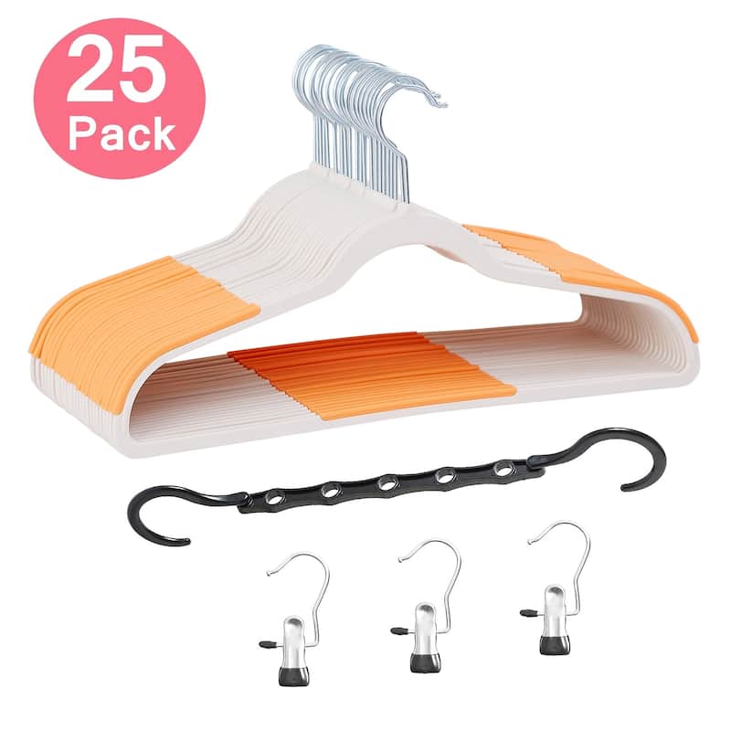 VECELO Wet and Dry Adult Hangers Holds Up To 10 Lbs, Clothes Hangers(25/50 Packs Option) - 25 Pack - Orange