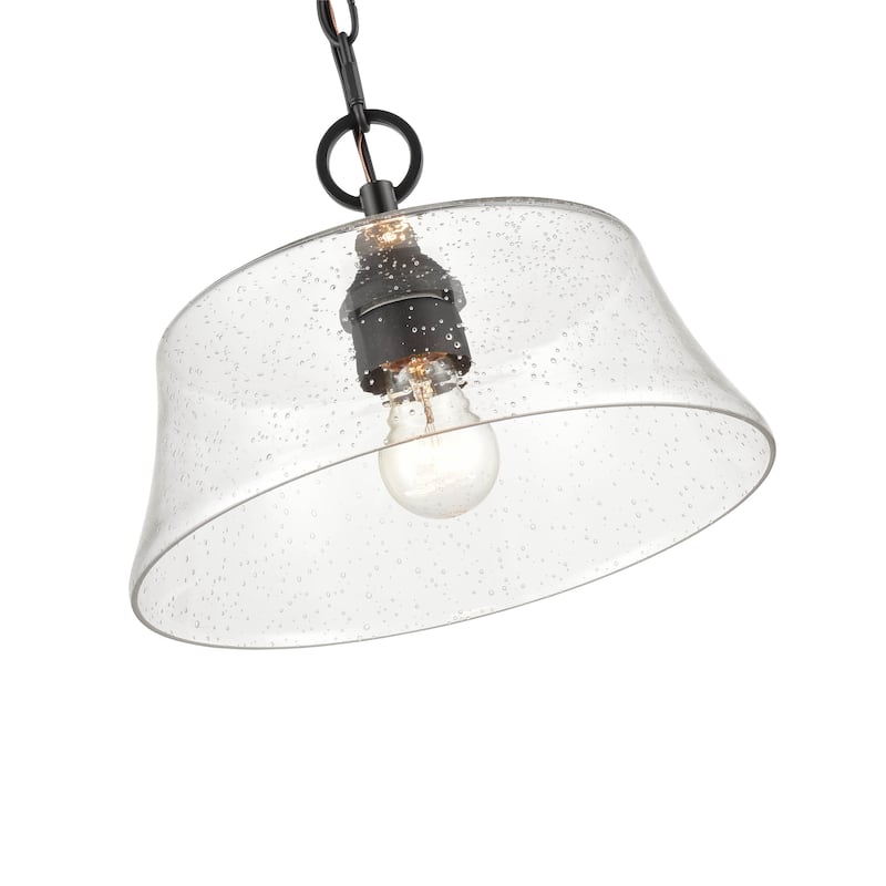 Millennium Lighting Caily 1 Light Pendant in Matte Black or Brushed Nickel with Seeded Glass Shade