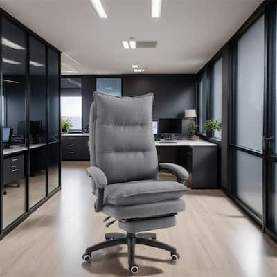 Adjustable Height Swivel Home Office Chair with Retractable Footrest