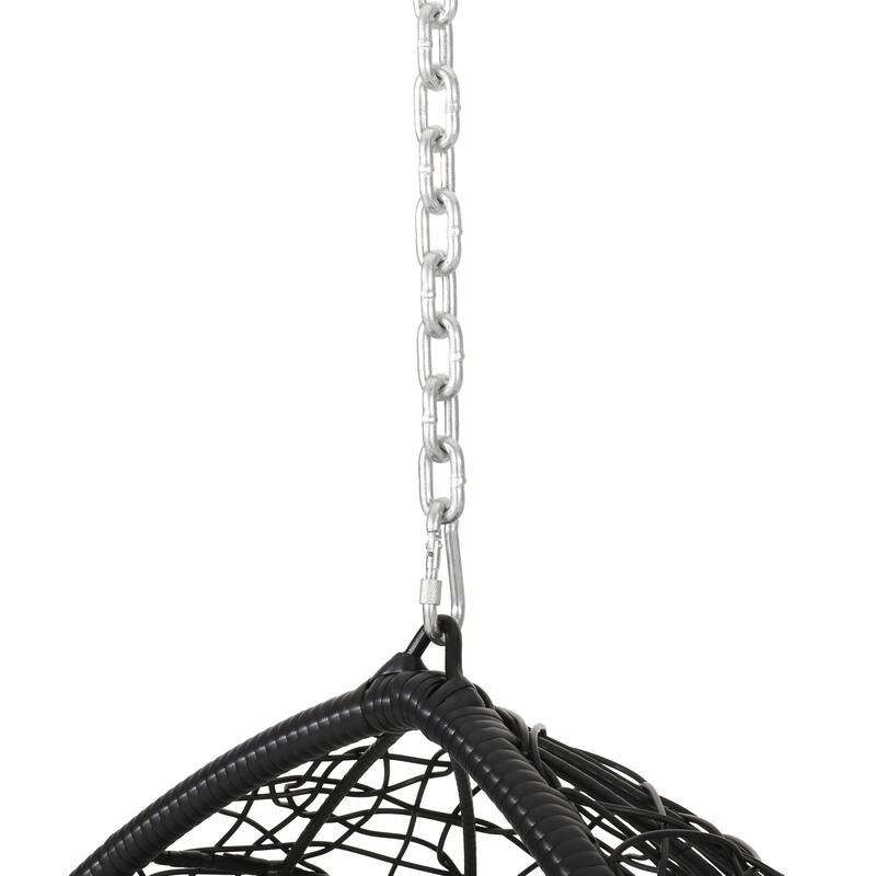 Roomfitters Modern Hanging Egg Chair, Wicker Rattan Swing with Soft Cushions and 8FT Chain, for Indoor Outdoor Use
