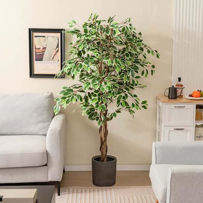 63'' Artificial Ficus Tree Faux Indoor Plant in Nursery Pot Décor