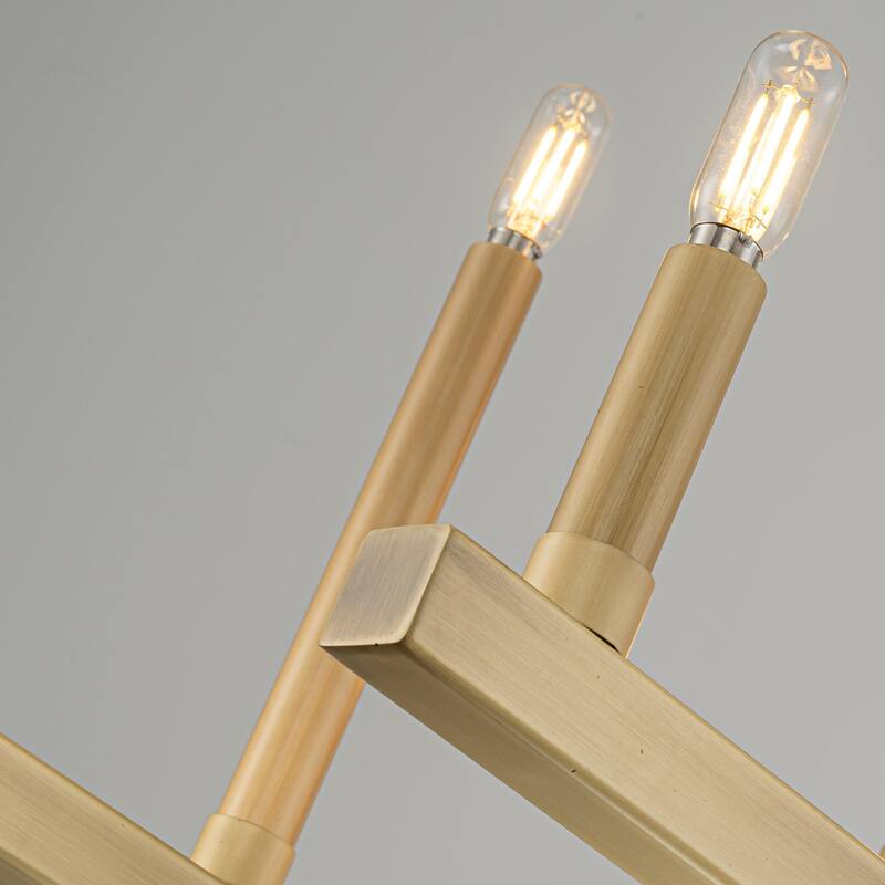 LamQee Mid Century Chandelier Rustic Sputnik Gold Ceiling Light - Large