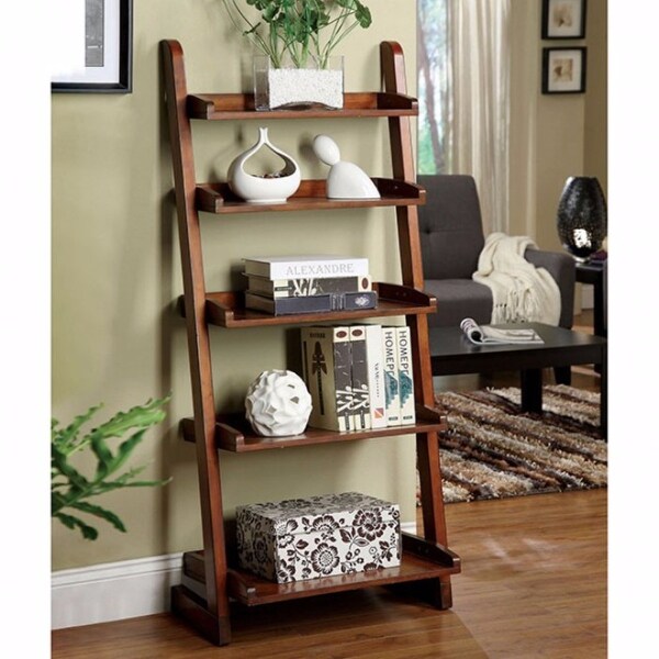 Shop Transitional Style Ladder Shelf, Antique Oak Finish ...