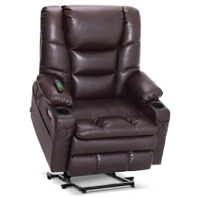 MCombo Large-Wide Dual Motor Power Lift Recliner with Massage and Dual Heating for Big and Tall Elderly, Faux Leather R7635