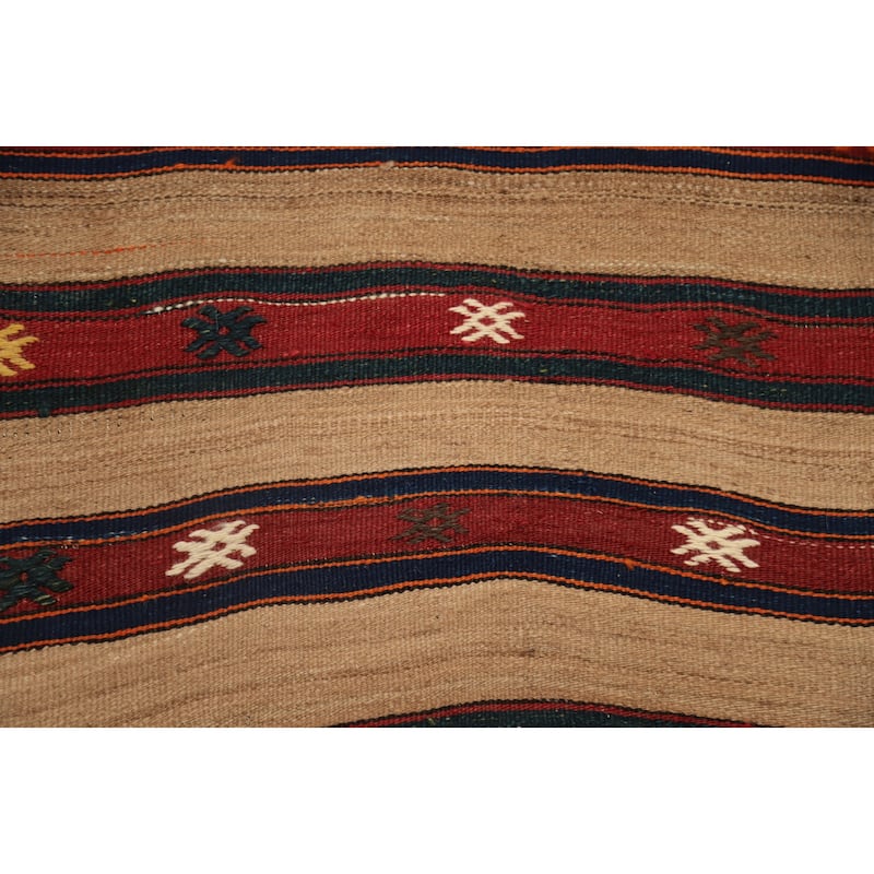 Hand Woven Oriental 100% Wool Carpet Southwestern Tribal Multi-Colored Kilim Area Rug - 9' 6'' X 5' 2''
