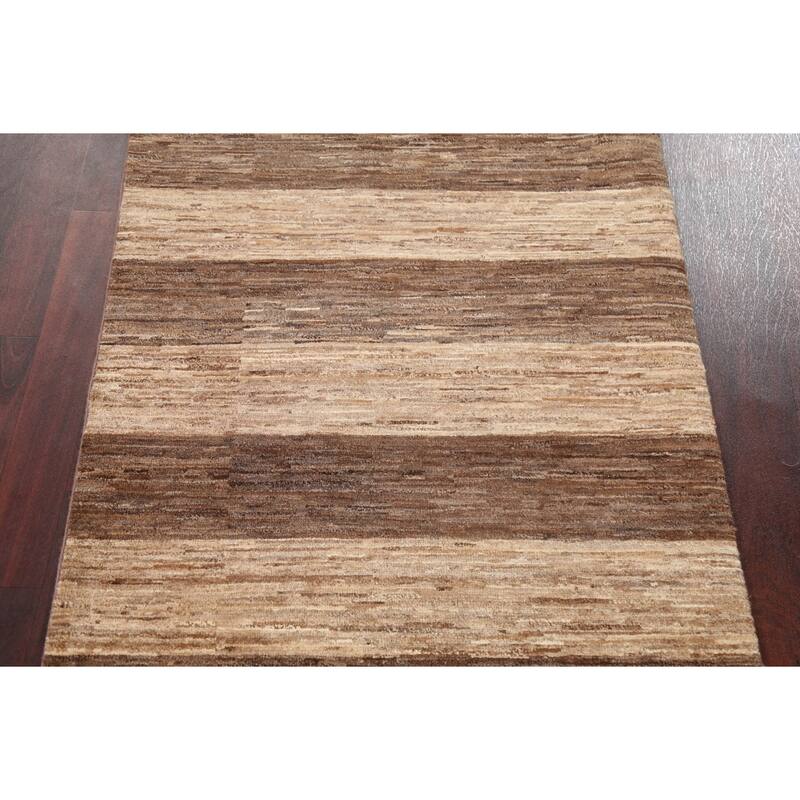 Striped Gabbeh Kashkoli Wool Area Rug Hand-knotted Contemporary Carpet - 2'9" x 4'2"