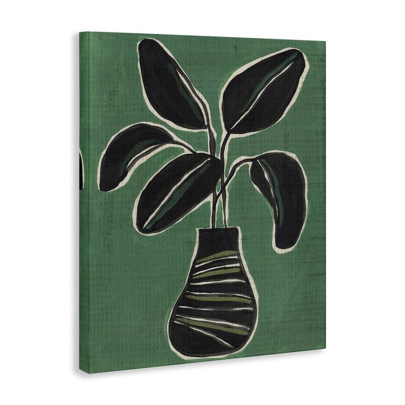 Stupell House Plant on Green Canvas Wall Art Design By June Erica Vess