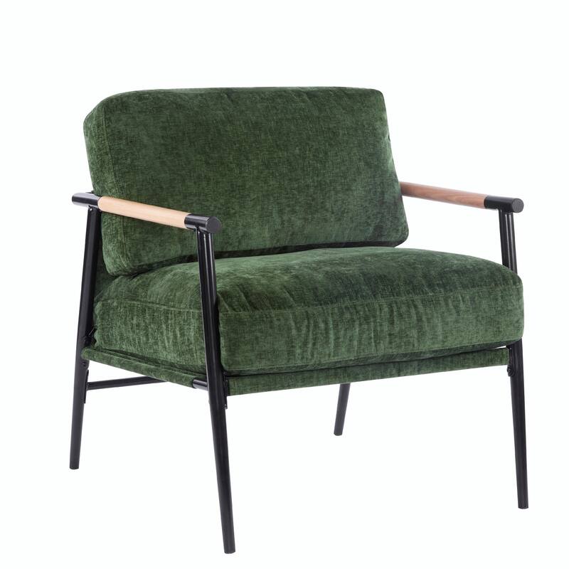Minimalist Armchair - Soft Cushions, Wood/Metal Design, Compact