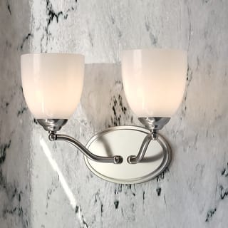 Bellwood Traditional Bathroom Vanity Wall Lighting Fixture, Glass Shade, Dimmable, LED Compatible, Over the Mirror Mount