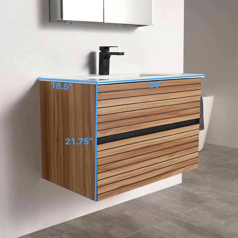 Blossom Annecy 30" Wall Mounted Bathroom Vanity with Sink
