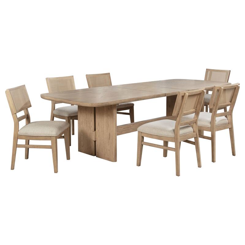 Kailani Rectangular Wood Dining Table Set Beige Oak
