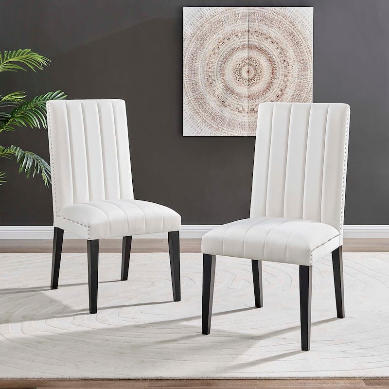 Catalyst Performance Velvet Dining Side Chairs - Set of 2 - White