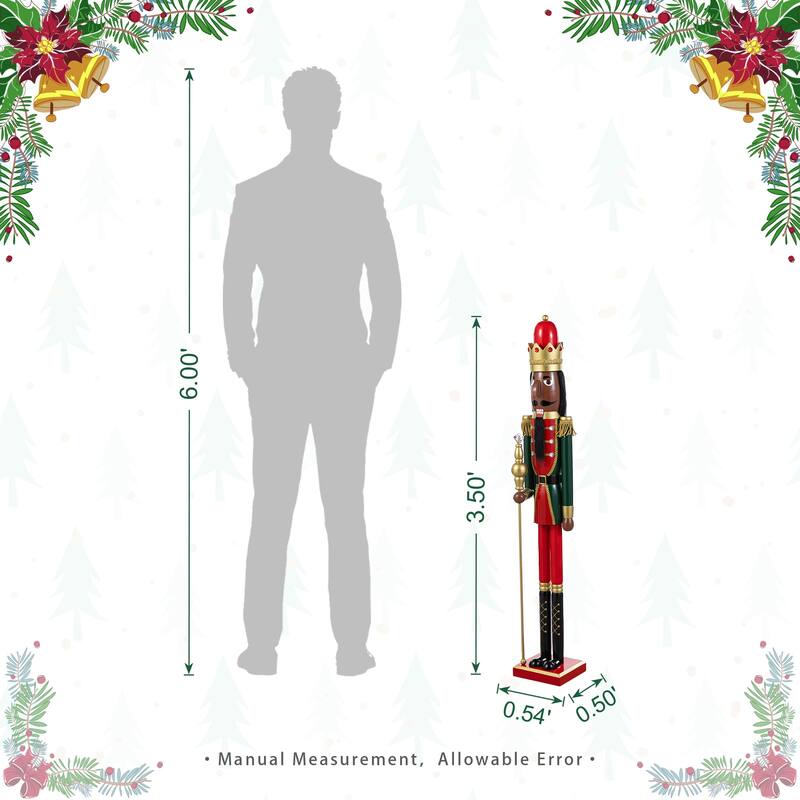 Glitzhome Wooden Christmas African King Soldier Nutcracker