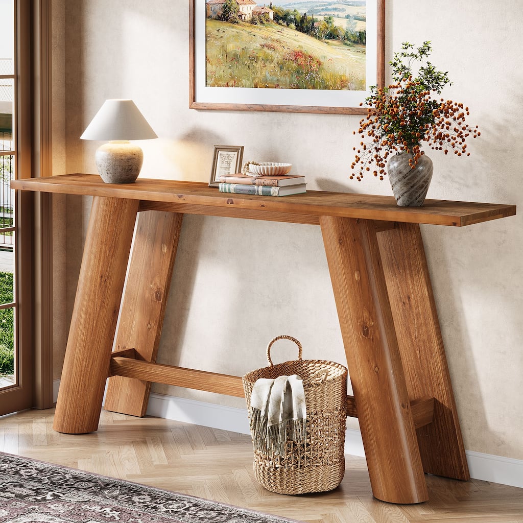 70.9" Long Farmhouse Solid Wood Console Sofa Table for Living Room
