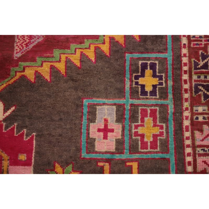 Hand Knotted Oriental 100% Wool Carpet Traditional Tribal Greys & Charcoal Ardebil Runner Rug - 10' 4'' X 3' 10''