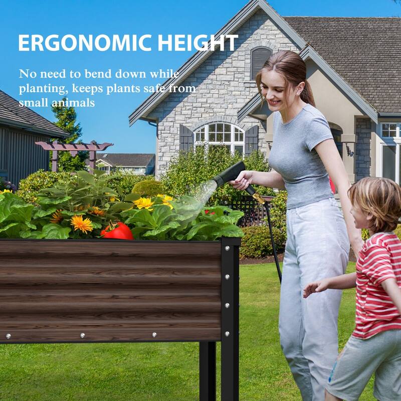 VEIKOUS 7.5 Cu.ft Galvanized Steel Raised Garden Bed, Large Outdoor Planter Box with Drainage Holes