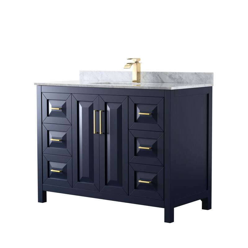 Wyndham Collection Daria 48" Free Standing Single Vanity Set with MDF - Dark Blue - Painted