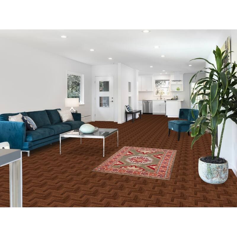 Geometric Kazak Oriental Foyer Rug Handmade Wool Carpet - 3'2" x 4'9"