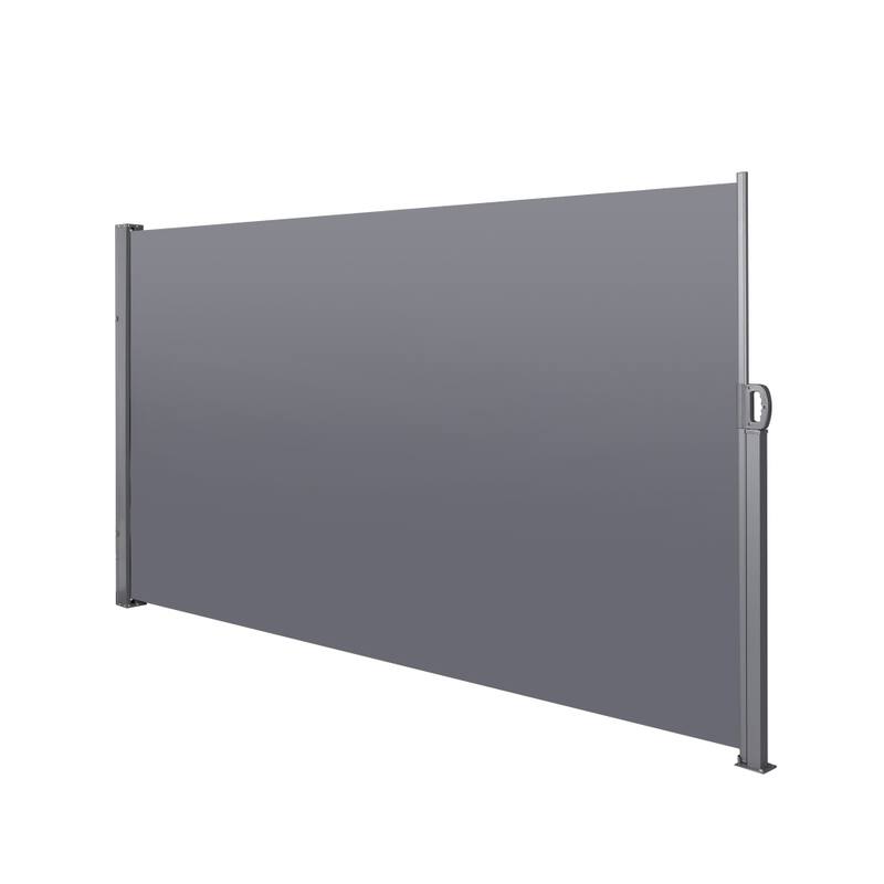 Grey Retractable Patio Side Screen Awning for Privacy with UV Resistant and Waterproof