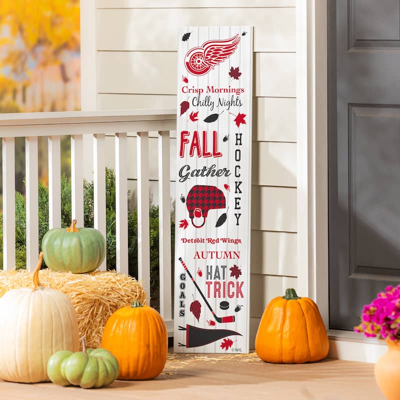 47" Double Sided Seasonal Porch Leaner, Detroit Red Wings - 47" x 11.25" - Fall