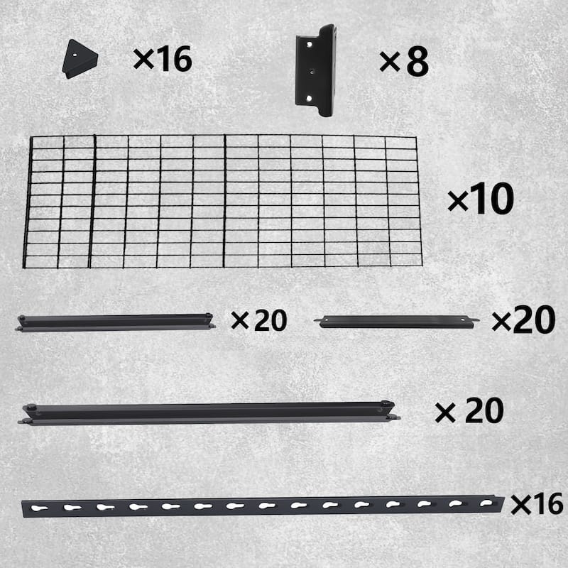 2-piece 5-Tier Storage Shelves set, Heavy-Duty Garage Shelving, Adjustable Shelving Unit, Steel Shelf, Boltless Assembly