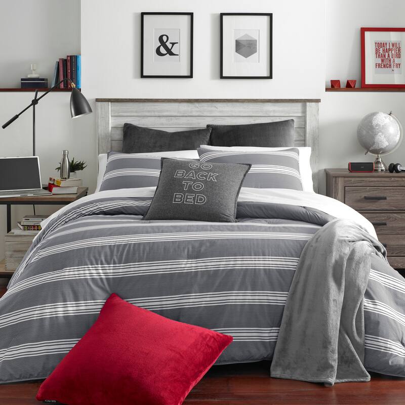 Nautica Craver Reversible Grey Cotton Comforter Set