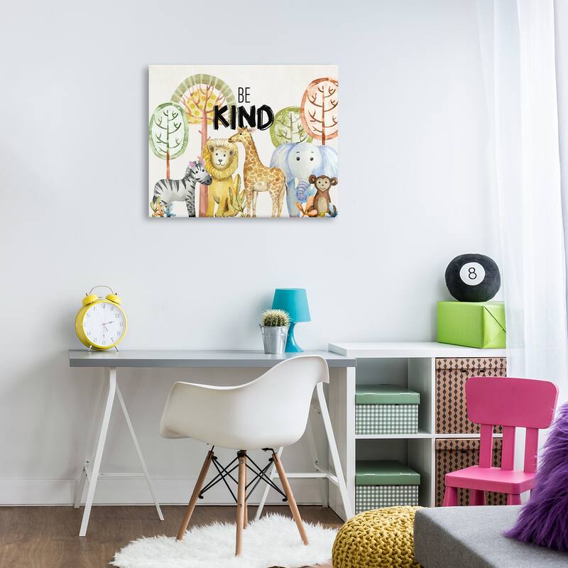 Stupell Be Kind Jungle Animals Canvas Wall Art Design By Kim Allen