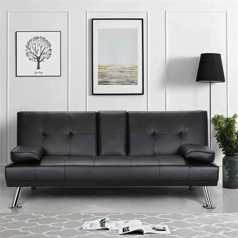 Yaheetech Modern Recliner Couch Faux Leather Futon Sofa Bed