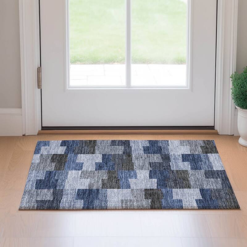 Premium Washable Super Soft Contemporary Mayfield Rug - Blue - 1' 8" x 2' 6" - Rectangle