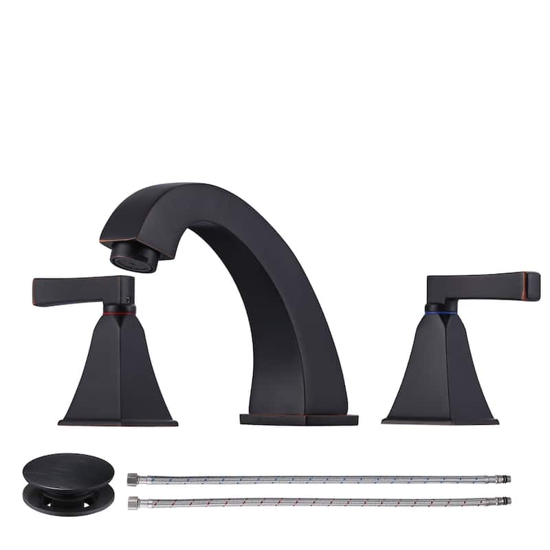 WOWOW 8 in. Widespread Double Handle Bathroom Faucet - Oil Rubbed Bronze