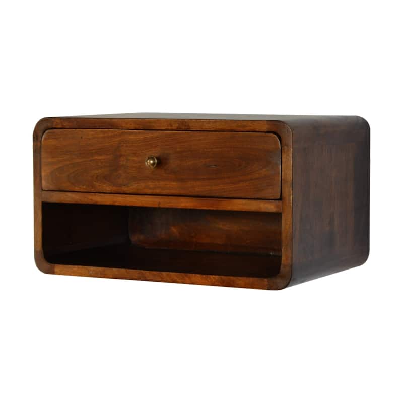 HomeRoots 18" Chestnut Solid Wood One Drawer Floating Nightstand
