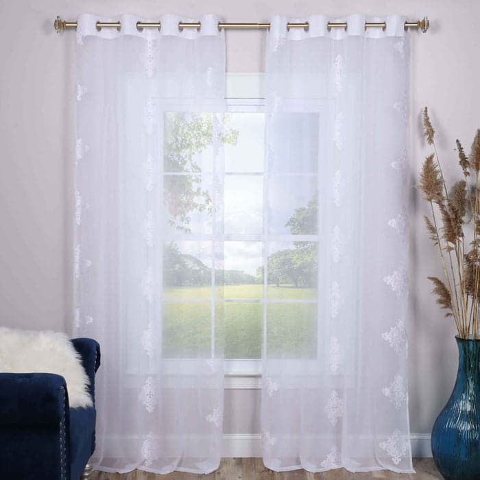 Superior Damask Grommet Sheer Window Curtain Panels (Set of 2)