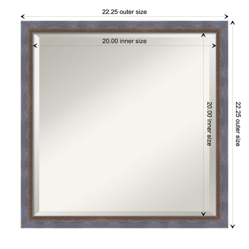 Two Tone Beveled Wood Framed Bathroom Vanity Wall Mirror - Two Tone Blue Copper - Glass Size 20x20