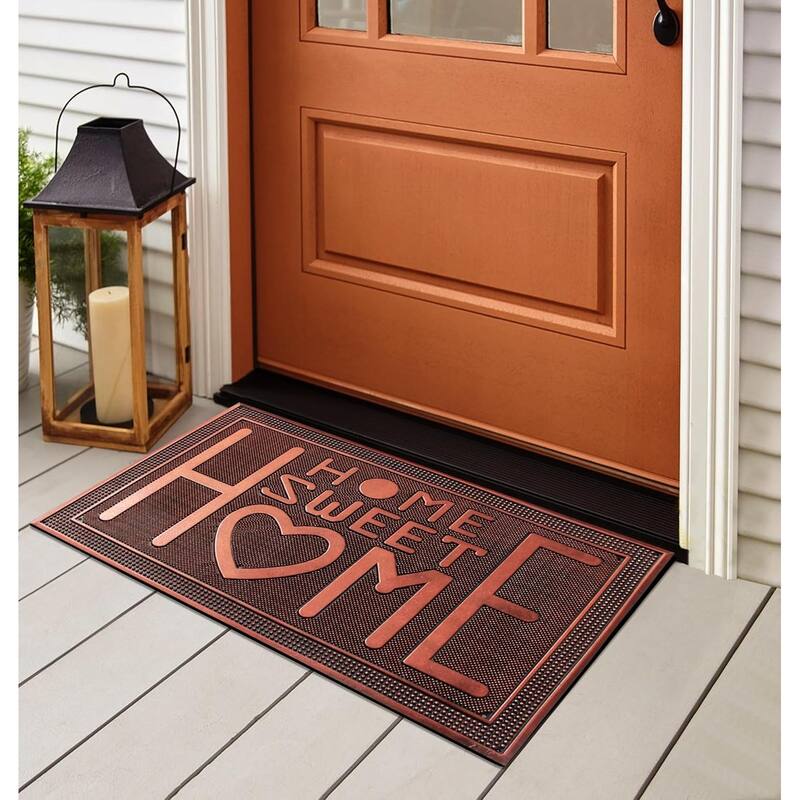 A1HC Home Sweet Home Rubber Pin Mat Heavy Duty Doormat, Copper - 24"x39"