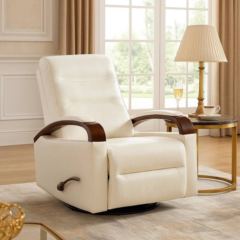 Gex Swivel Glider Manual Reclining Chair, Smoke Gray Faux Leather