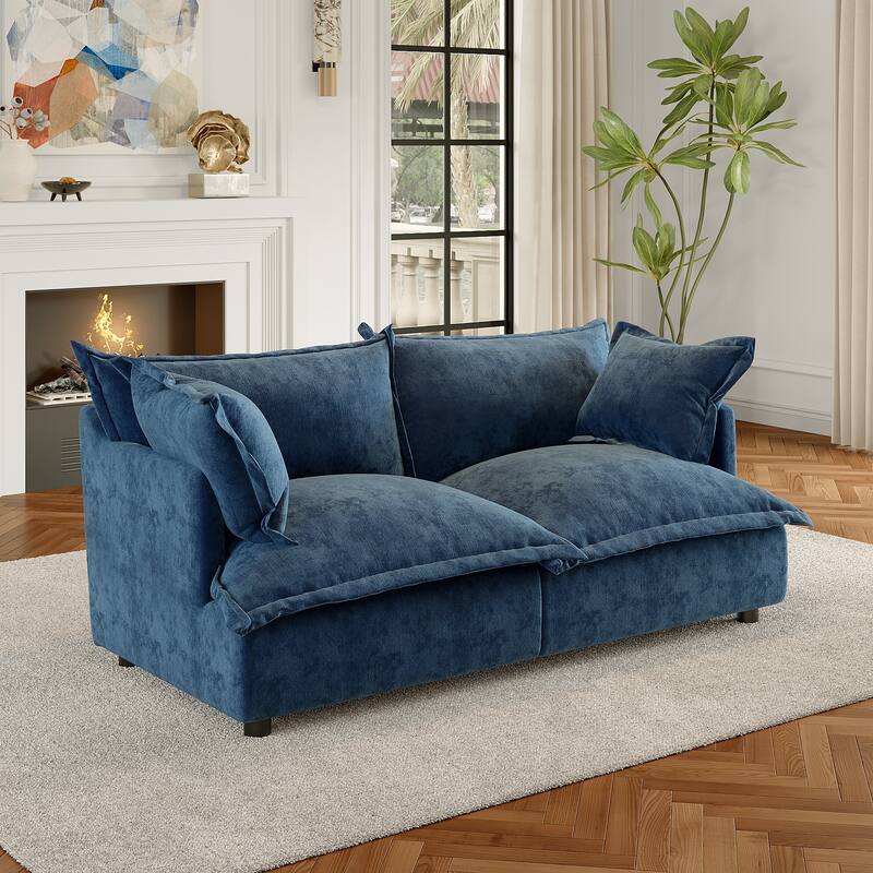 Cloud Chenille Upholstered Modular Sectional Sofa - Navy-2 piece