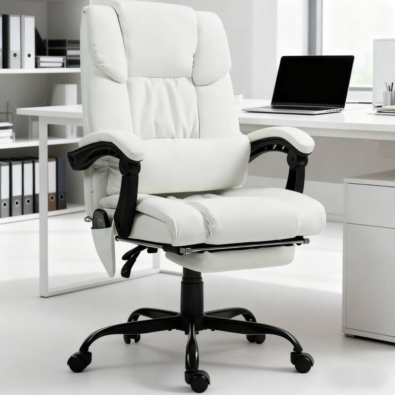 Massage Office Chair with 6 Vibrating Points, High Back Reclining Office Chair with Footrest and Remote, For Home and Office