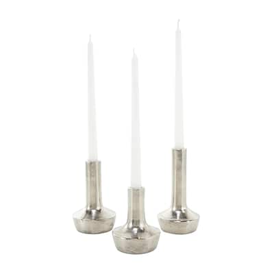 Aluminum Metal Decorative Candle Holder with Rounded Bases - Set of 3 Silver - Roche River Decor