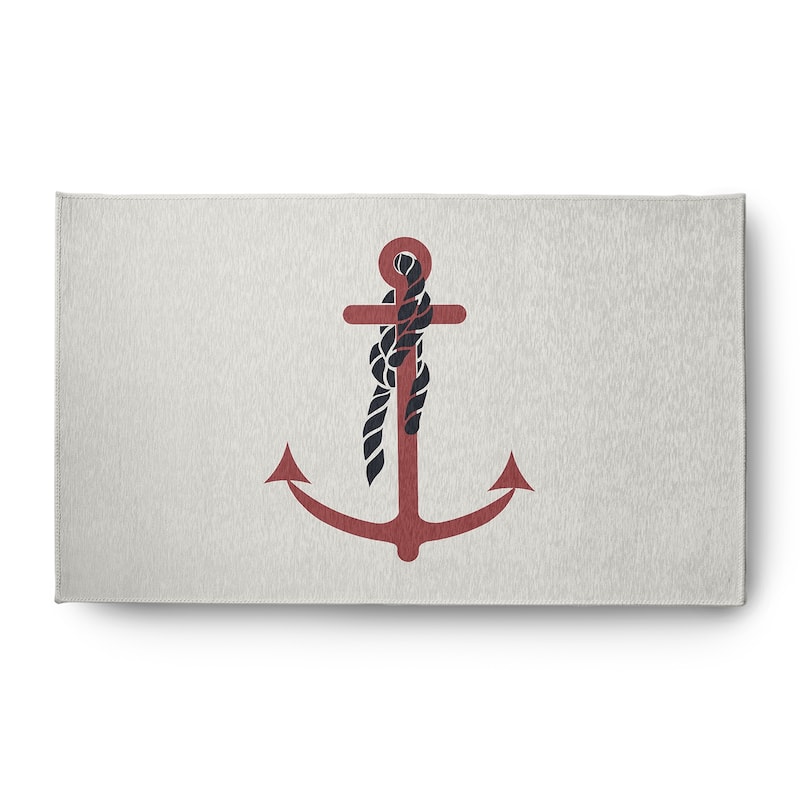 Anchor and Rope Nautical Indoor/Outdoor Rug - Ligonberry Red - 3' x 5'
