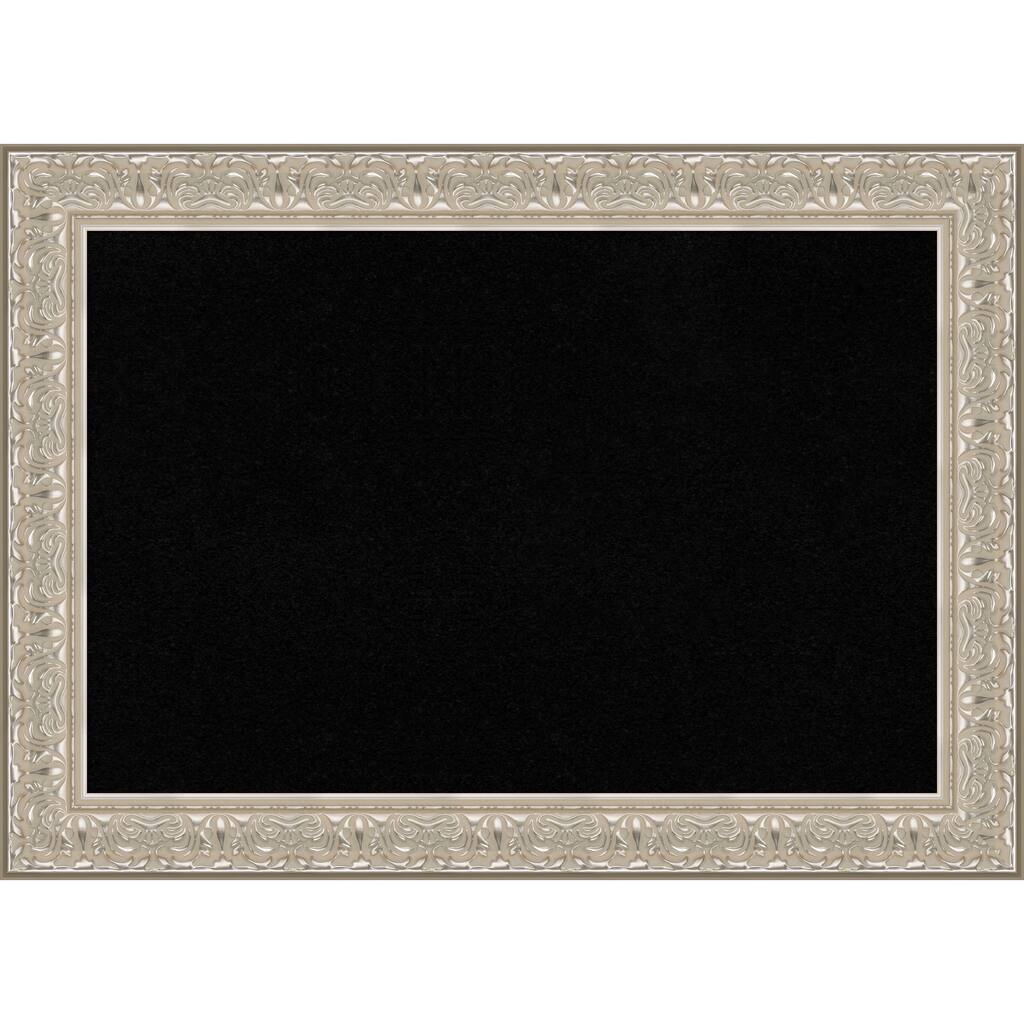 Luxe Silver Cream Framed Cork Board - Bulletin Board, Organization Board, Pin Board