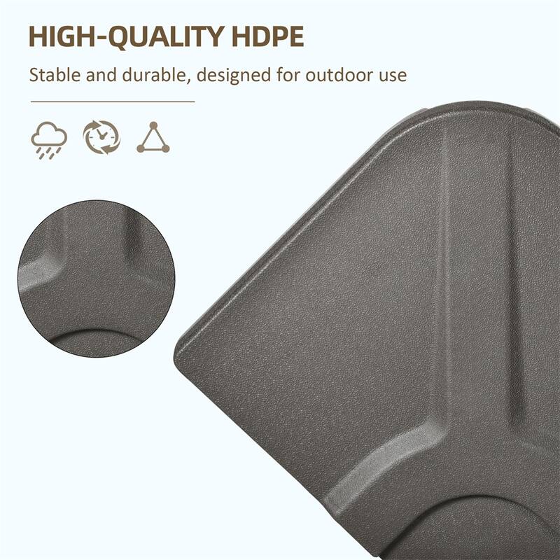 Set of 4 Cantilever Umbrella Base Weights HDPE Outdoor Fillable with Water or Sand for Offset Parasols Brown