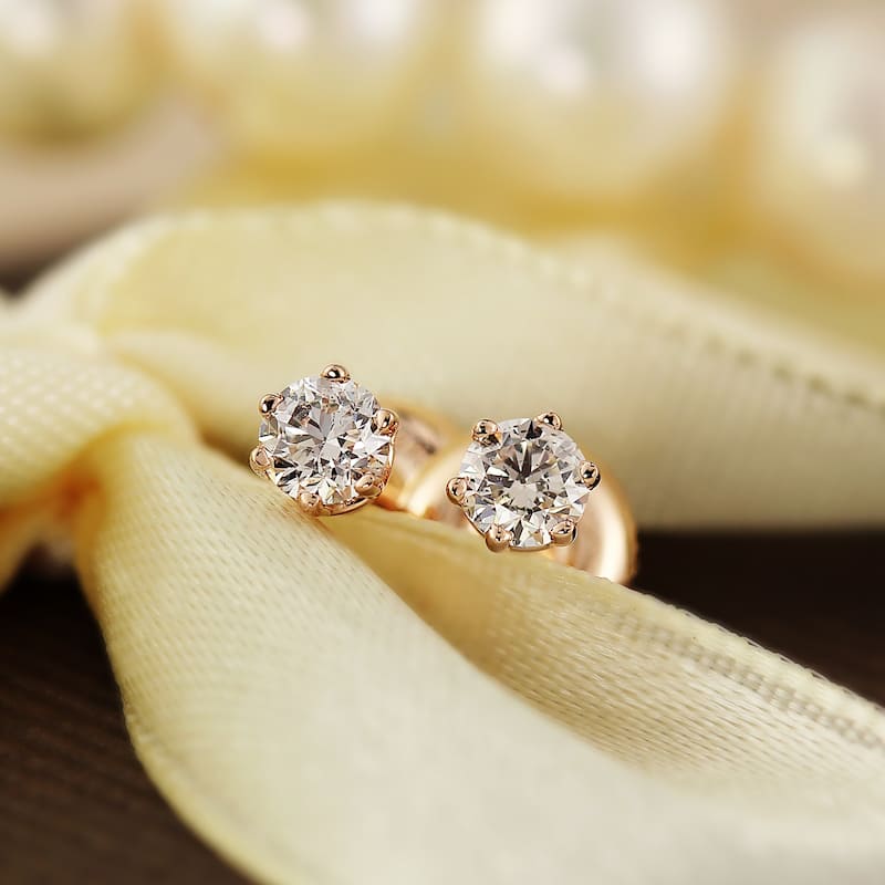 Auriya 1/3ctw Round Diamond Stud Earrings 14k Gold 6-Prong