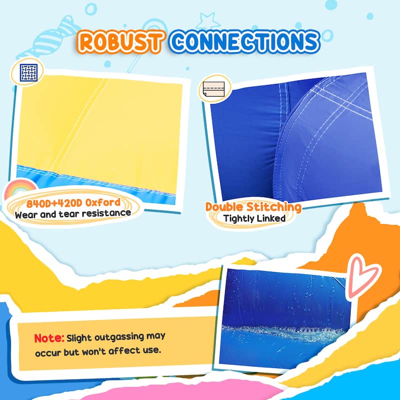 6 in 1 Inflatable Water Park with Splash Pool Slides Trampoline Climbing Wall Basketball Hoop Durable Oxford Fabric Backyard Fun