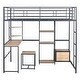 preview thumbnail 4 of 8, Full Size Loft Bed with Desk, Stool, Open-Style Wardrobe, Shelves and Cabinet