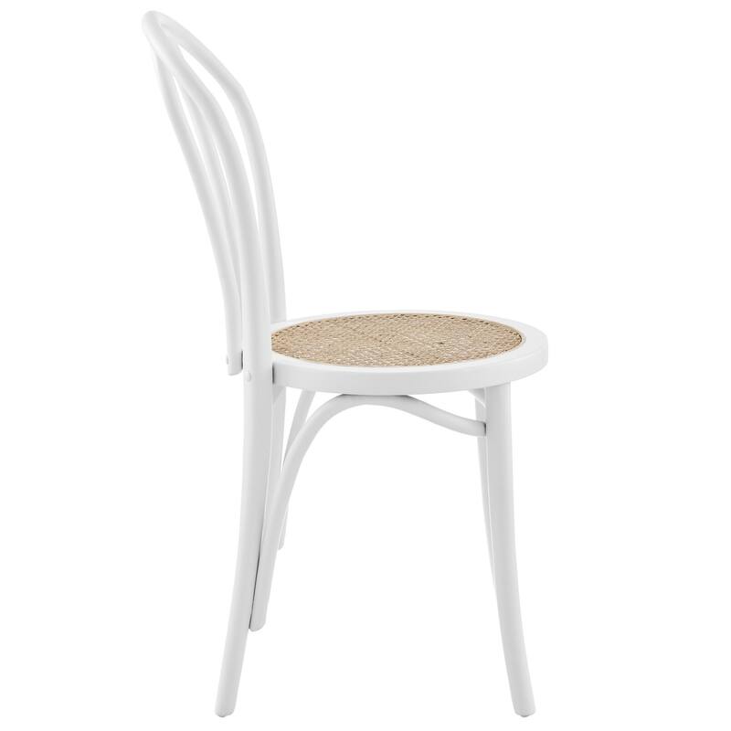 HomeRoots Set of Two Black and Natural Solid Wood And Rattan Curved Back Dining Side Chairs