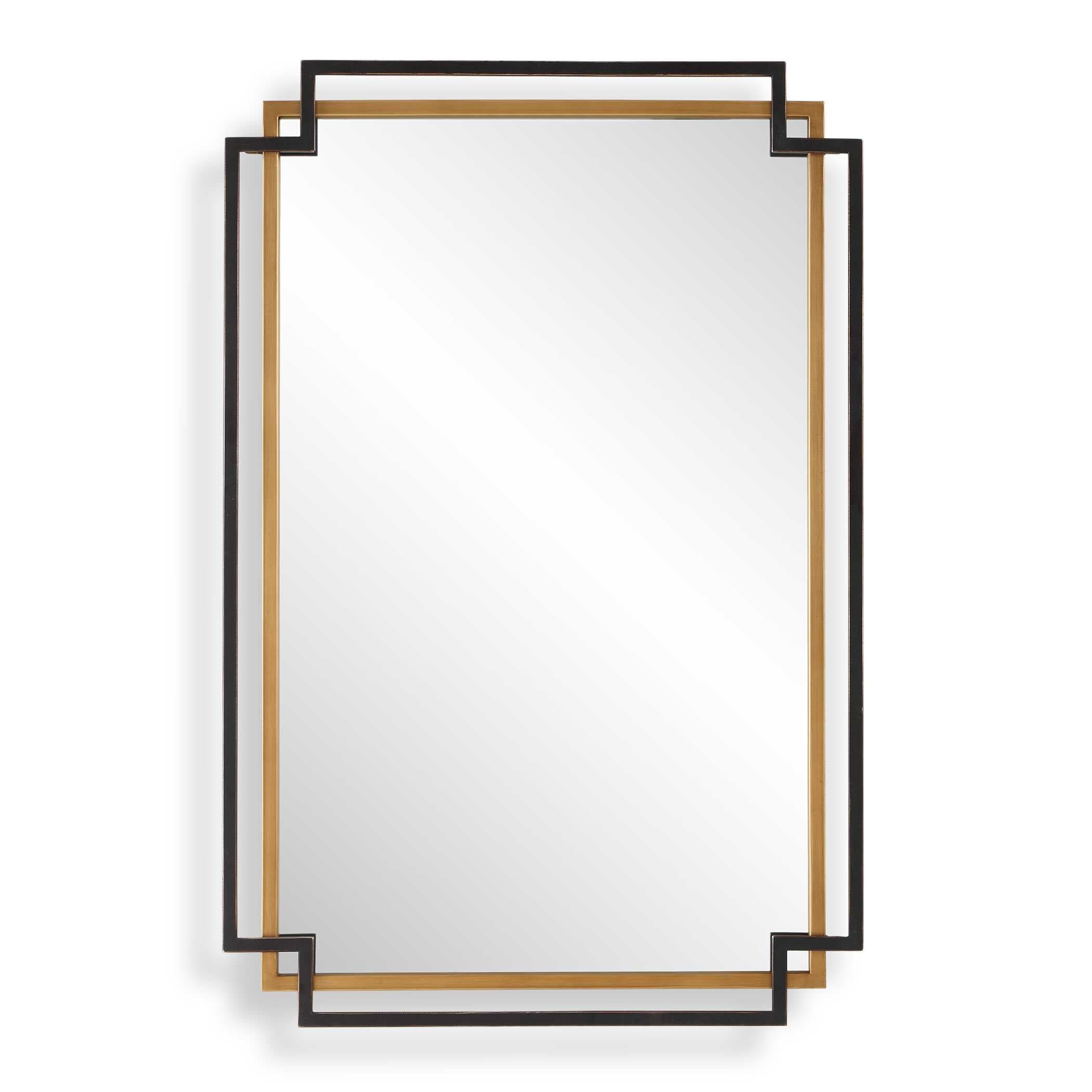 Silver Orchid Geometric Black and Gold Mirror - 22.25 inches W x 1.25 inches D x 34.13 inches H