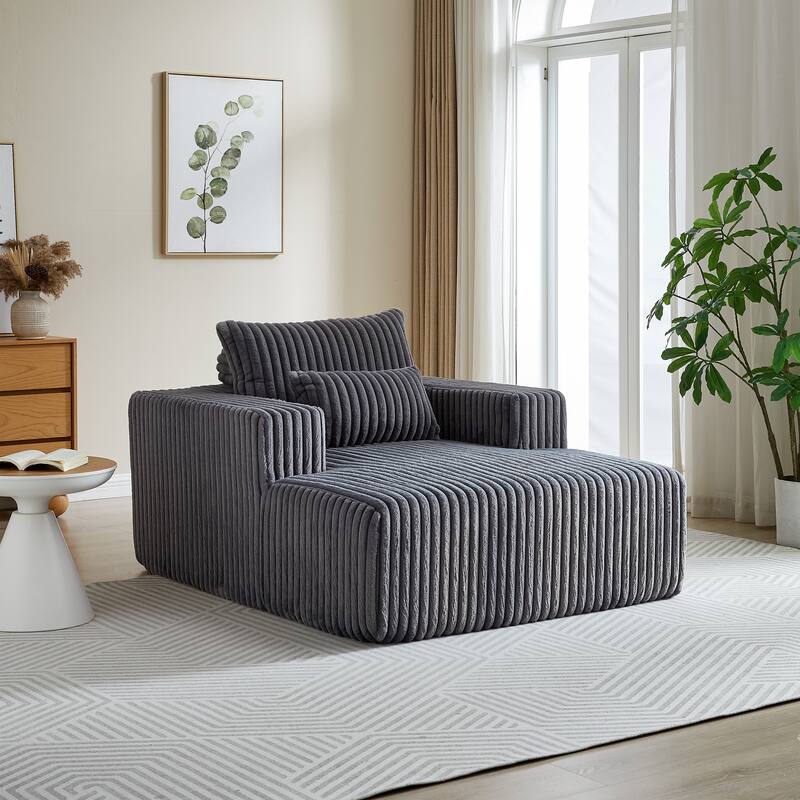 Oversized Corduroy Lounge Chair with Pillow Support - Sofa, Sleeper Couch, Chaise, Ottoman Bench