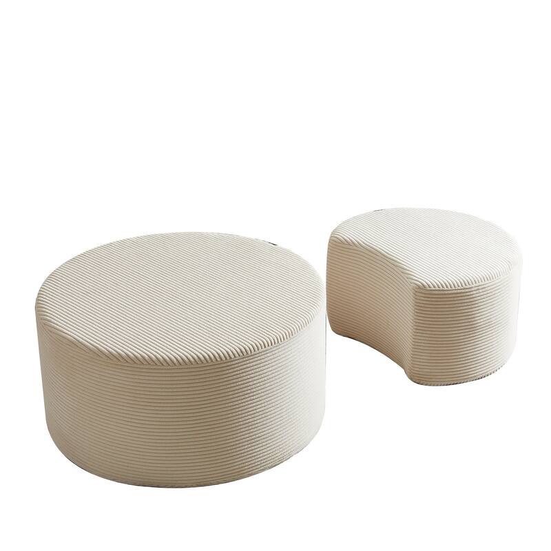 Modern Nesting Coffee Table Set of 2 – Round Upholstered Ottoman-Style Tables for Living Room, No Assembly Required‌
